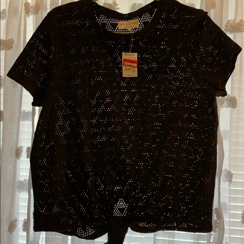 Short sleeve tie front shirt